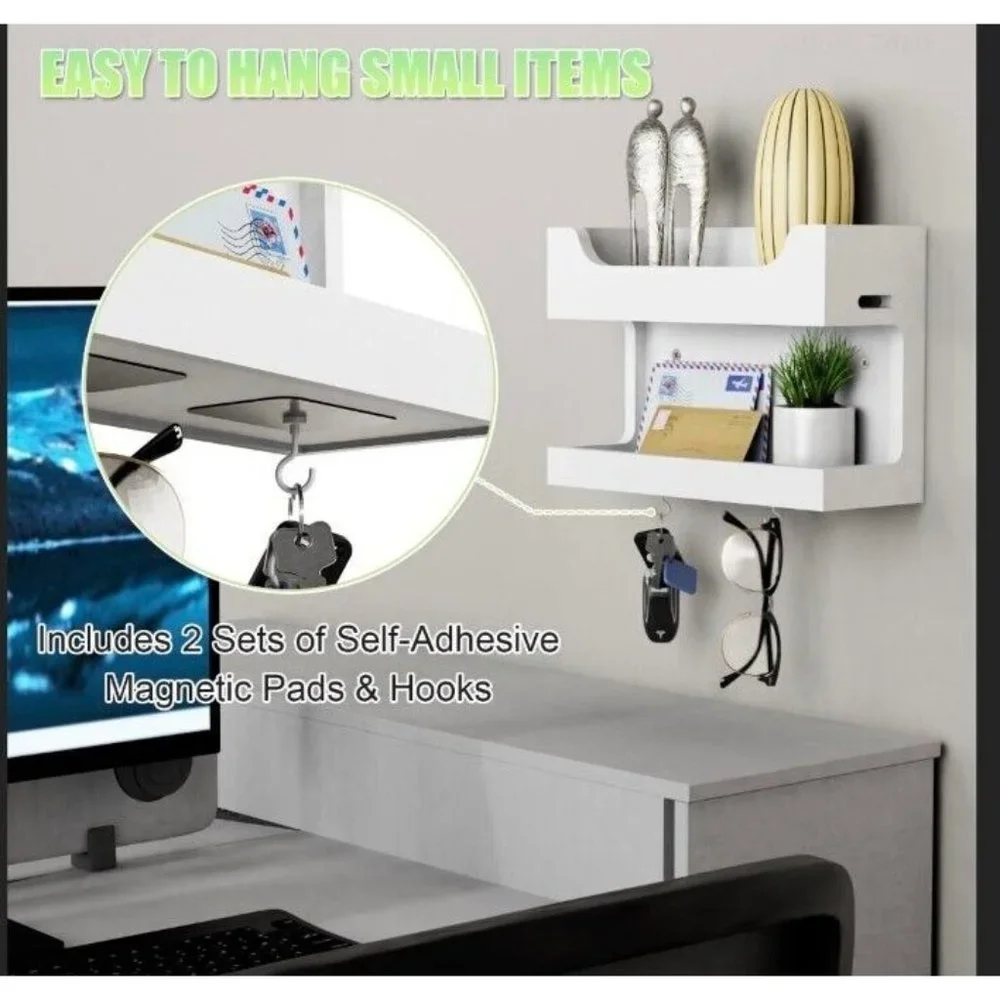 Key and Mail Holder for Wall - Wooden Wall Mount Mail Organizer & Key Rack